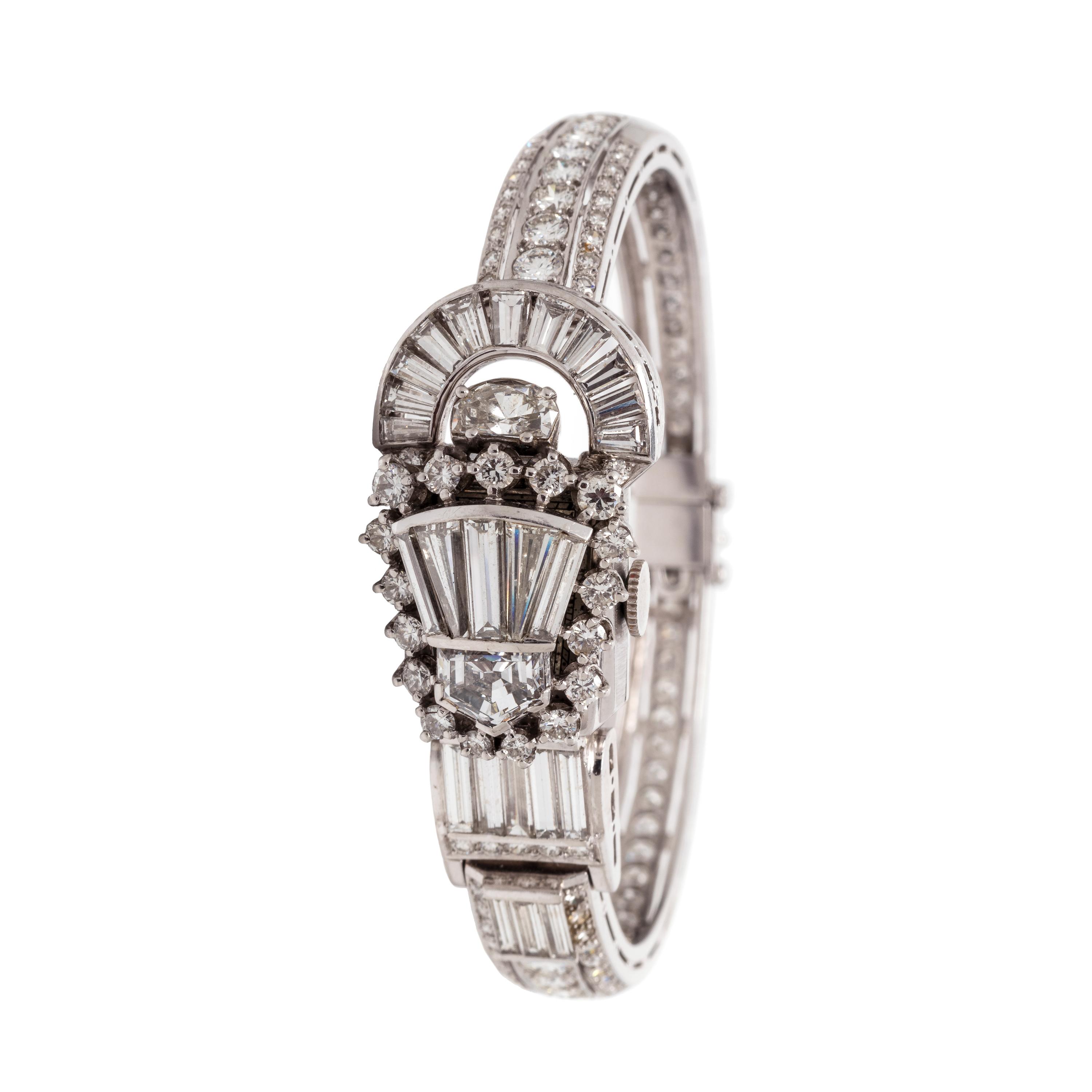 LUCIEN PICCARD, PLATINUM AND DIAMOND SURPRISE WRISTWATCH