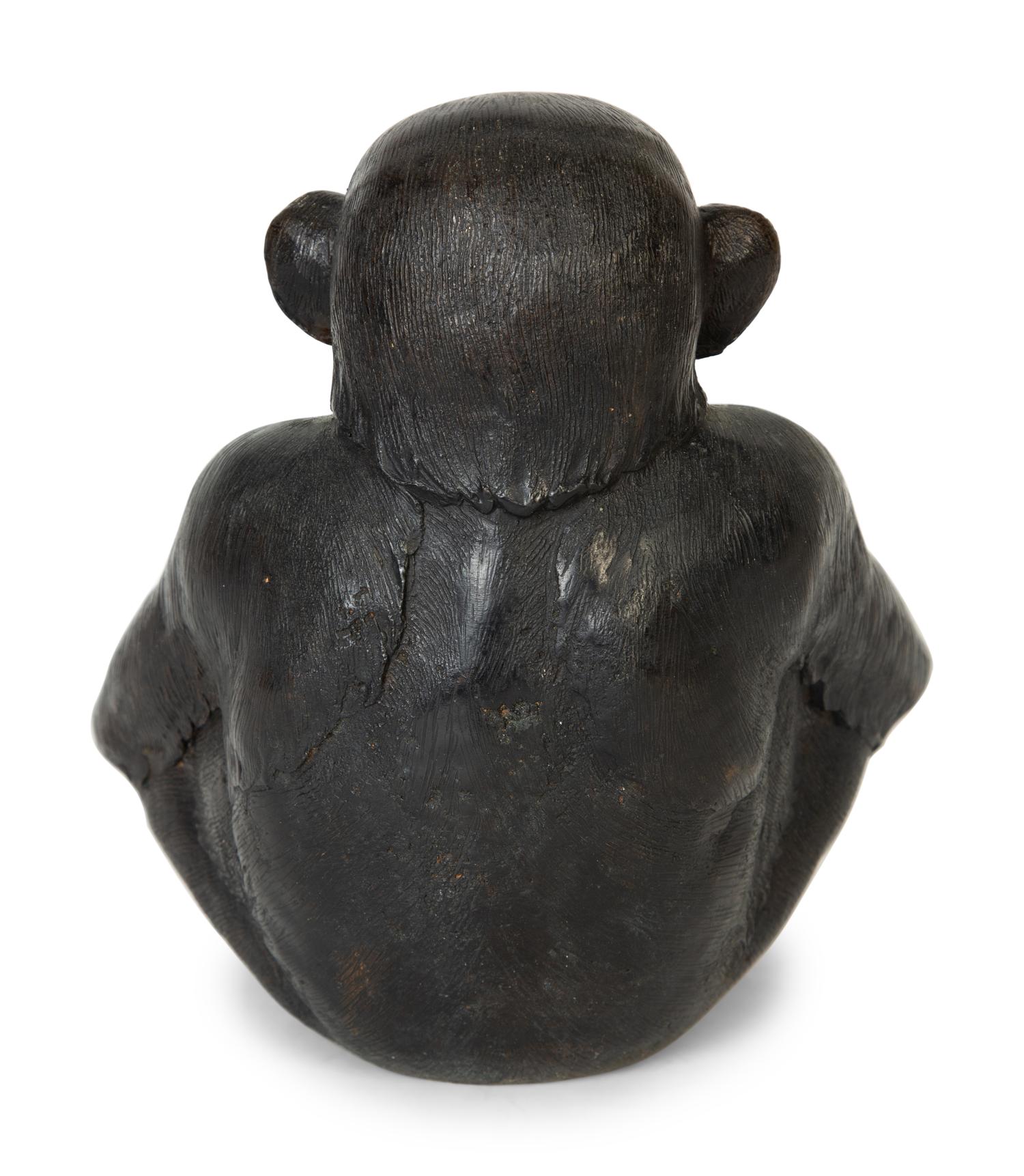 A Patinated Bronze Monkey Figural Offering Bowl — 19th/20th Century