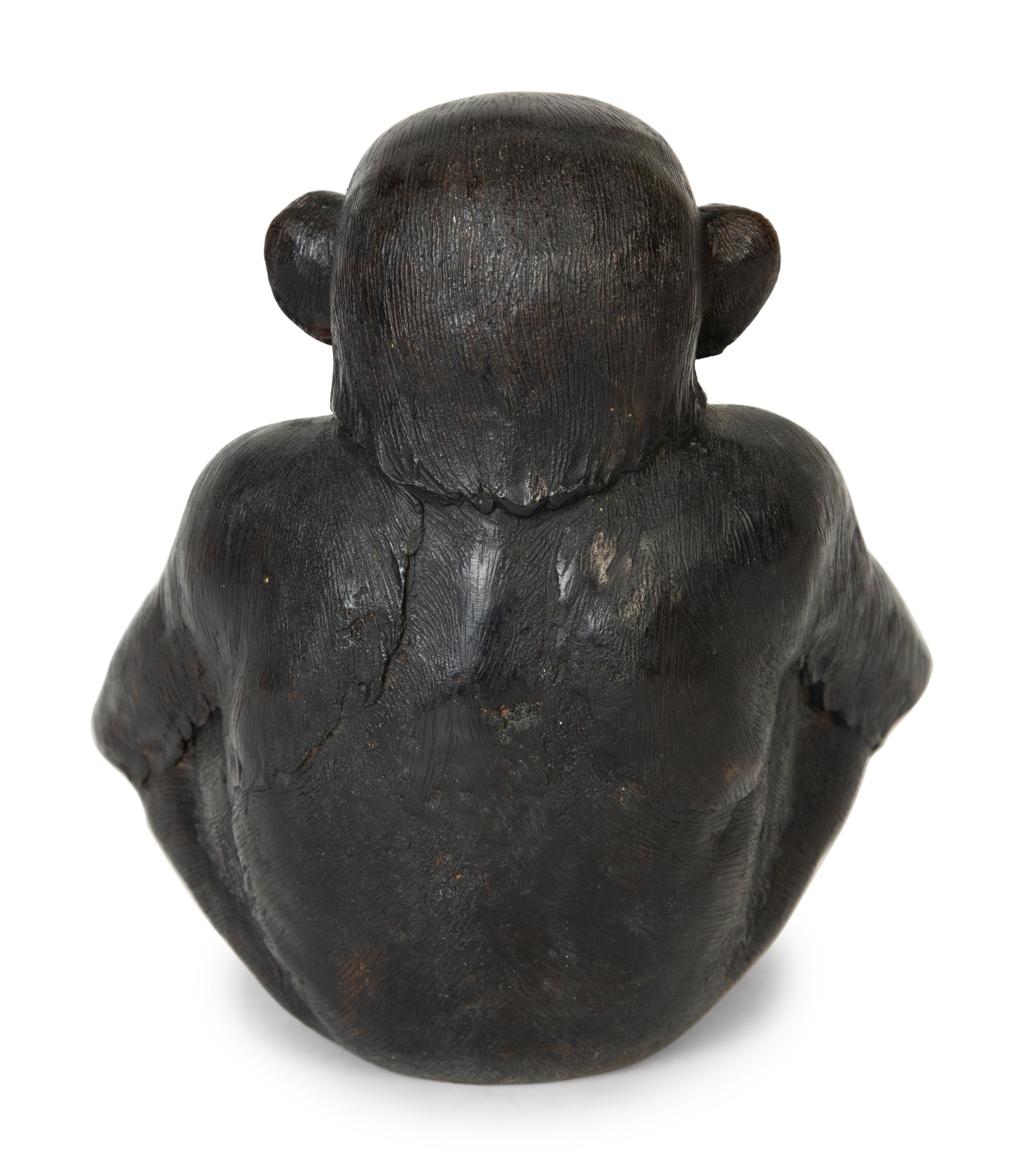 A Patinated Bronze Monkey Figural Offering Bowl — 19th/20th Century