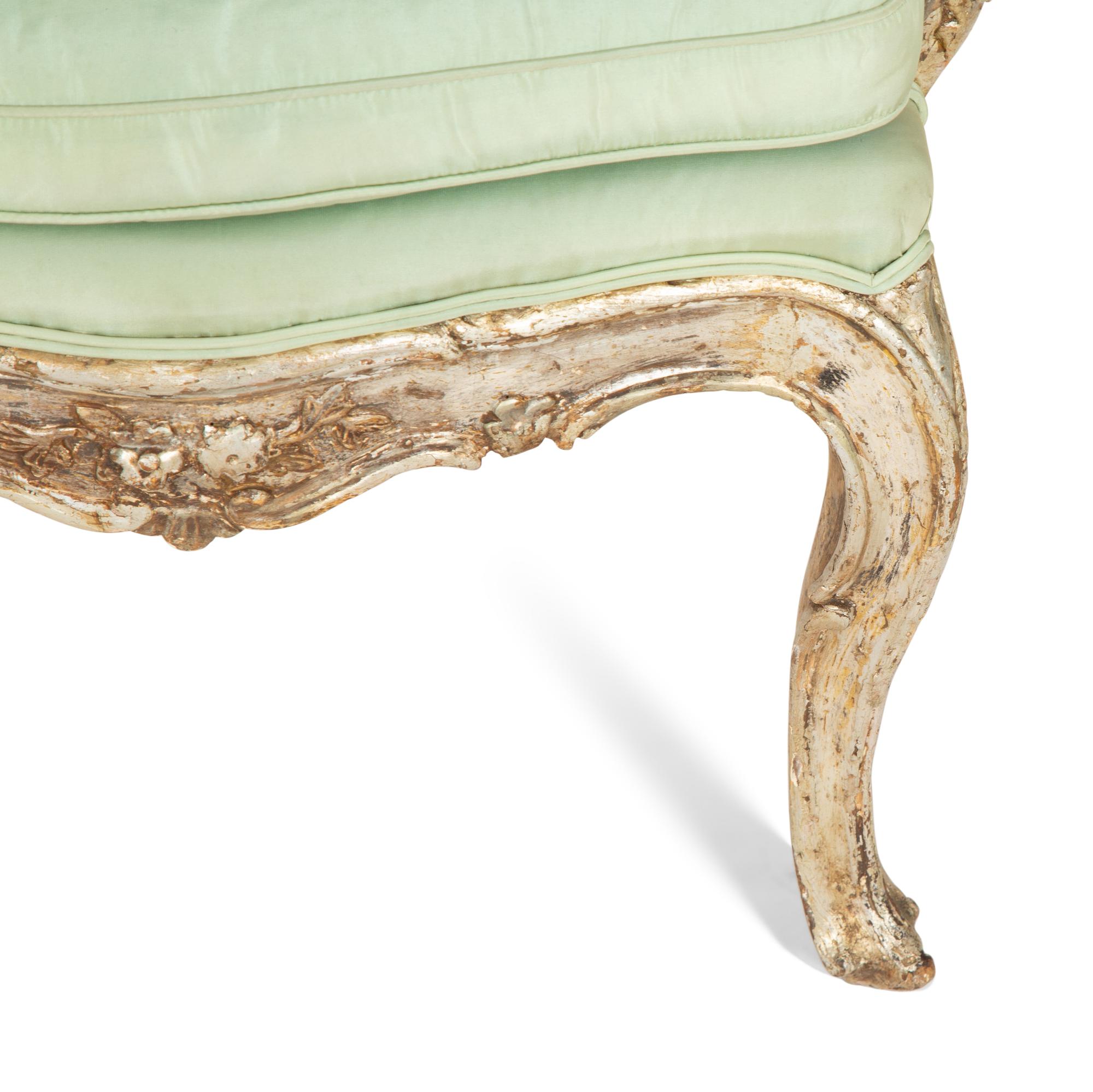 A Venetian Silvered Open Armchair