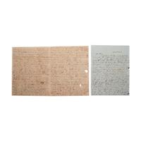 [OUTLAWS & LAWMEN]. A group of 4 items, highlighted by: RALSTON, Sam (1809-1899). Autograph letter signed ("Sam Ralston") to son-in-law, Frank James. Independence, MO, 8 April 1883. 2 pages, 7 3/4 x 12 1/2 in.