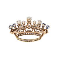 EDWARDIAN, PLATINUM-TOPPED GOLD AND DIAMOND CROWN PENDANT BROOCH