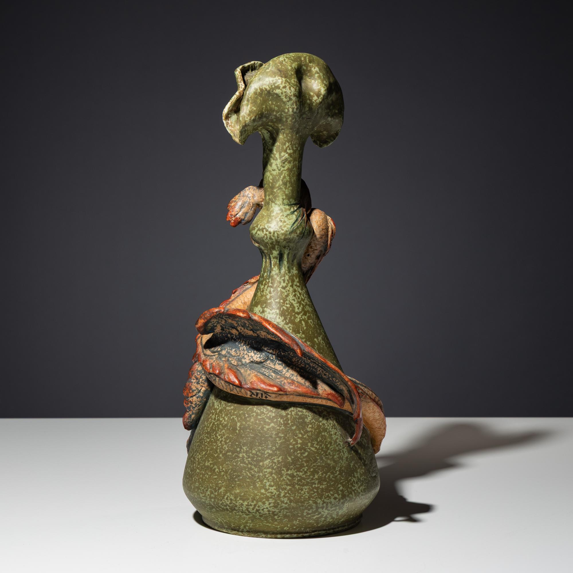 "Feathered Dragon / Winged Saurian" Amphora vase Riessner, Stellmacher & Kessel, Turn-Teplitz, Bohemia, c. 1900