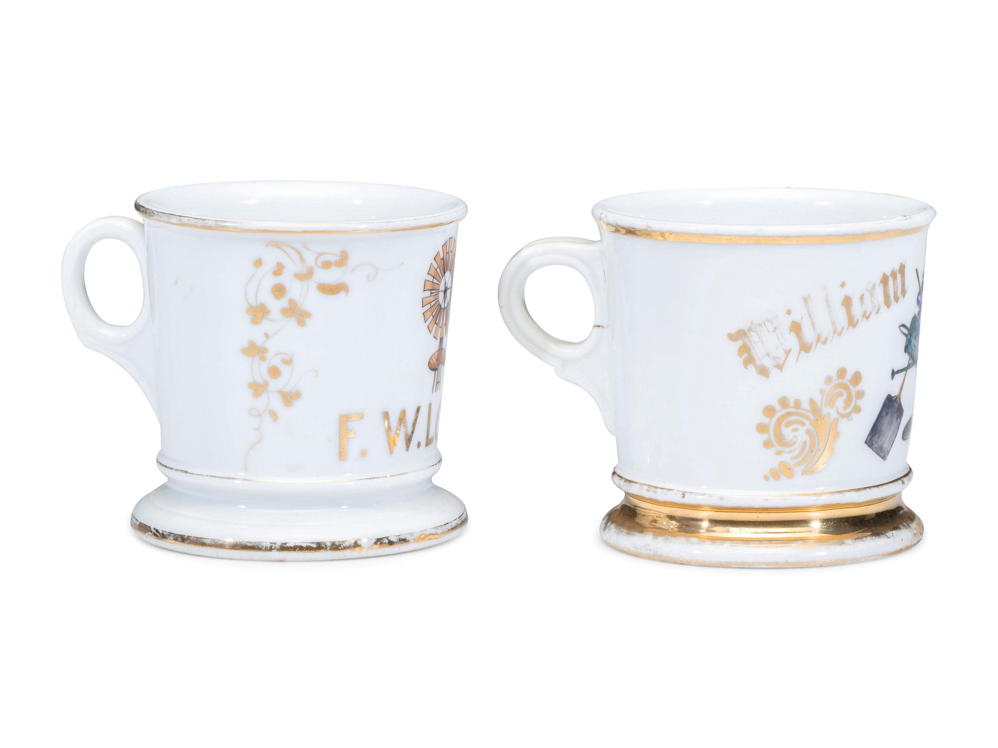 Two Porcelain Occupational Shaving Mugs