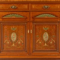 A Fine Edwardian Satinwood and Polychrome Painted Bookcase