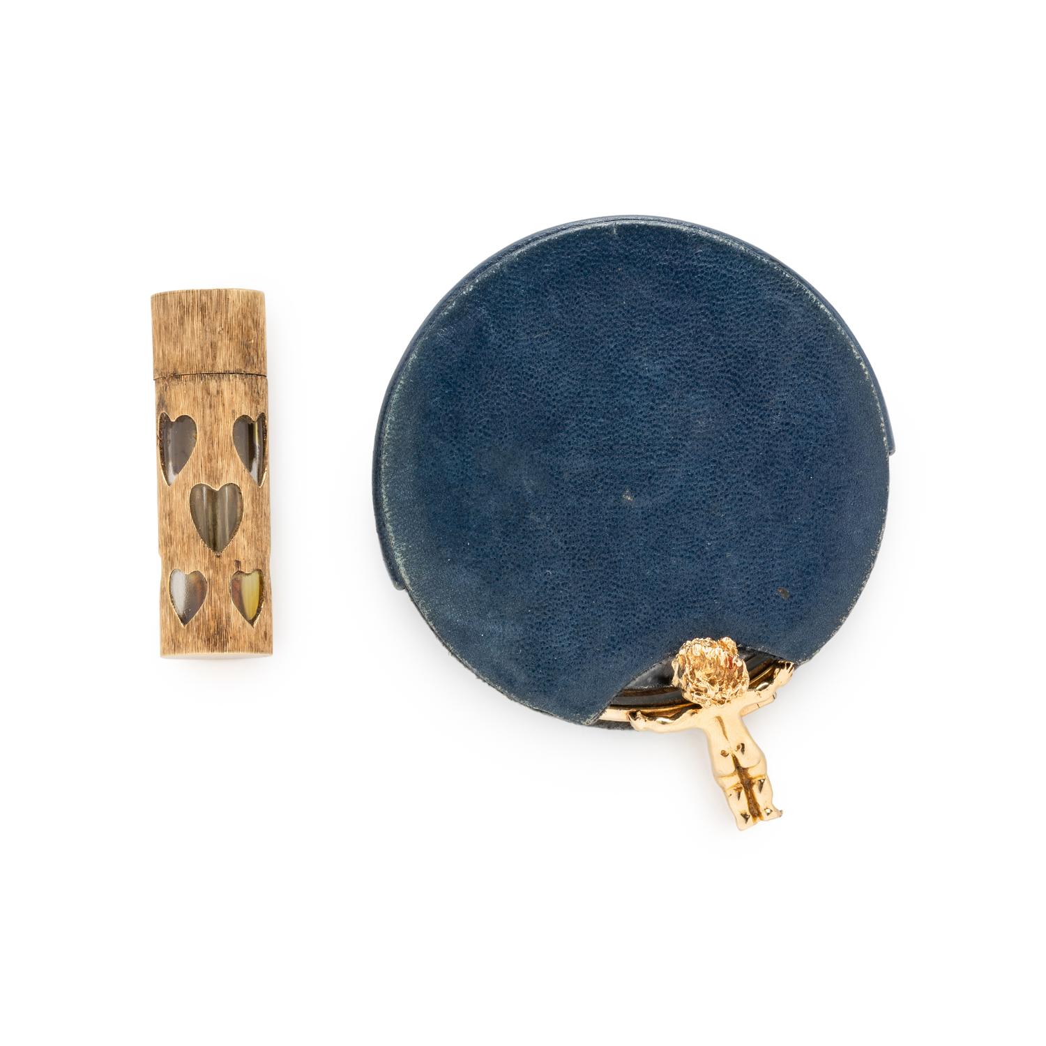 RUSER, YELLOW GOLD PERFUME BOTTLE AND MIRROR