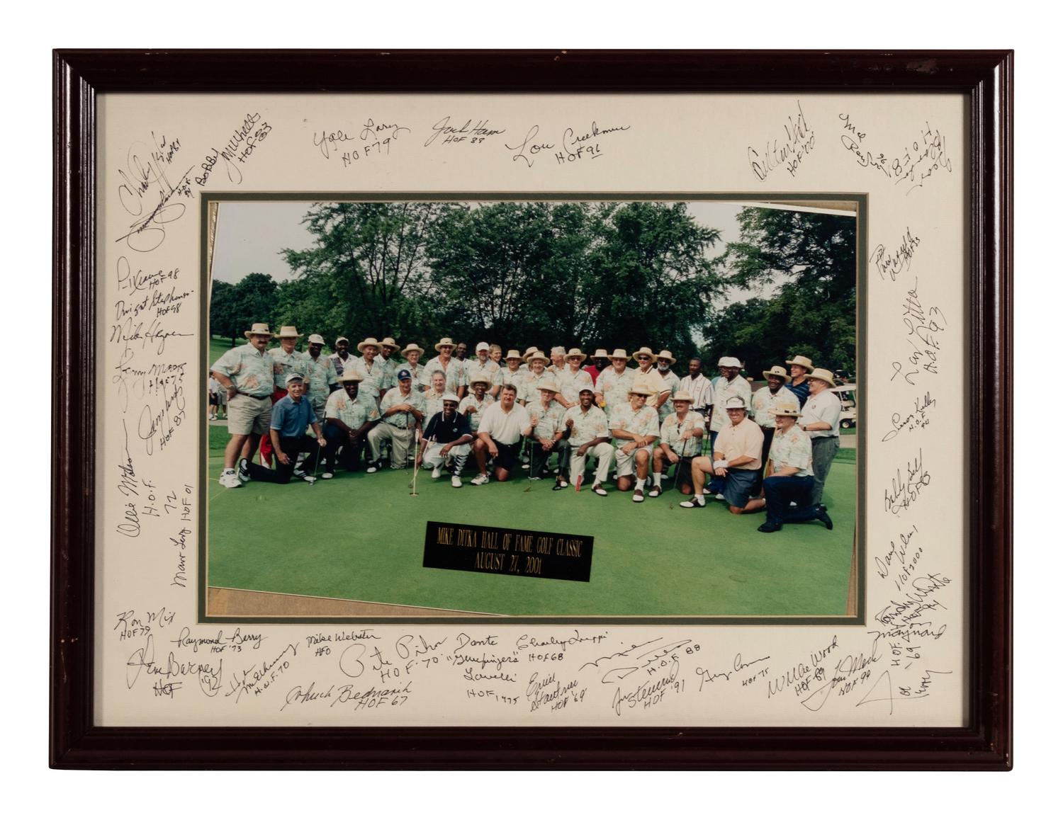 A Mike Ditka Hall of Fame Charity Golf Classic Multi-Signed Autograph Print Formerly Displayed at Mike Ditka’s Restaurant