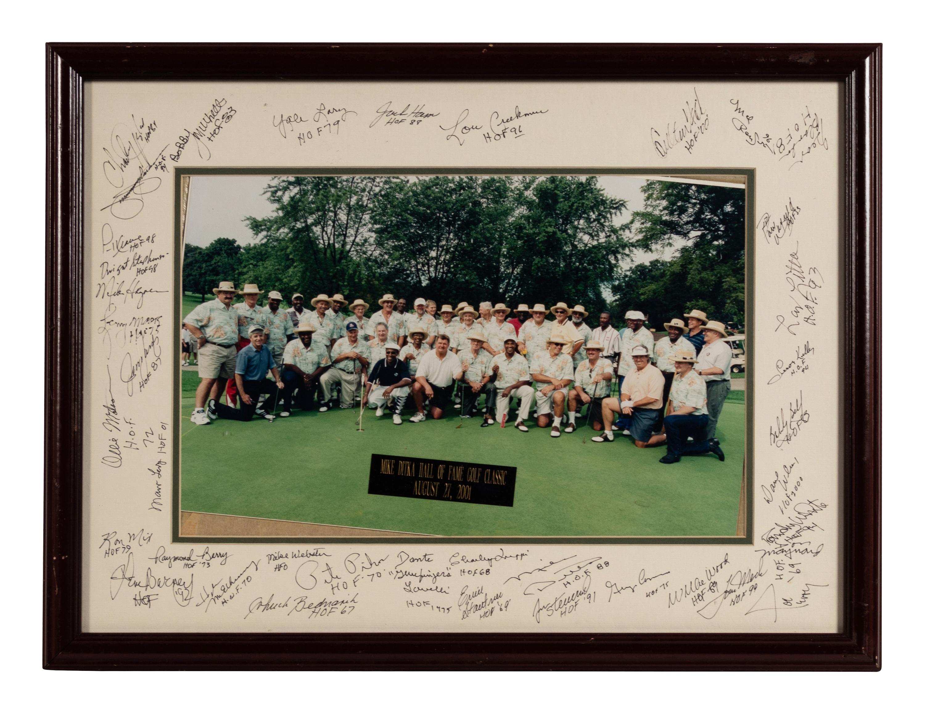 A Mike Ditka Hall of Fame Charity Golf Classic Multi-Signed Autograph Print Formerly Displayed at Mike Ditka’s Restaurant