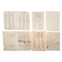 [EUROPE]. 12 Mid-19th Century Spanish broadsheets, many with woodcut illustrations and figures.