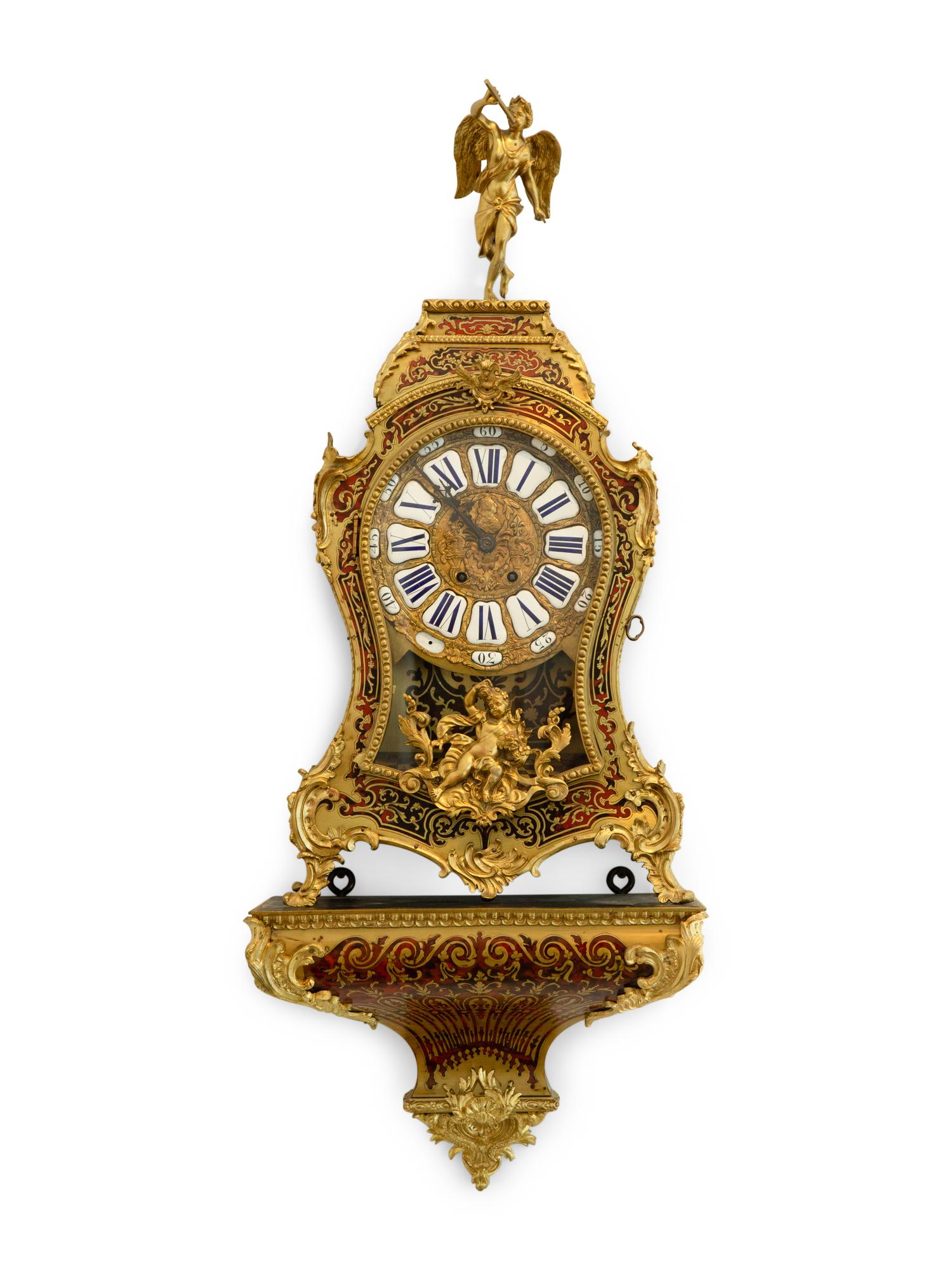 A Napoleon III Style Gilt Bronze and Boulle Marquetry Bracket Clock and Bracket — LATE 19TH CENTURY