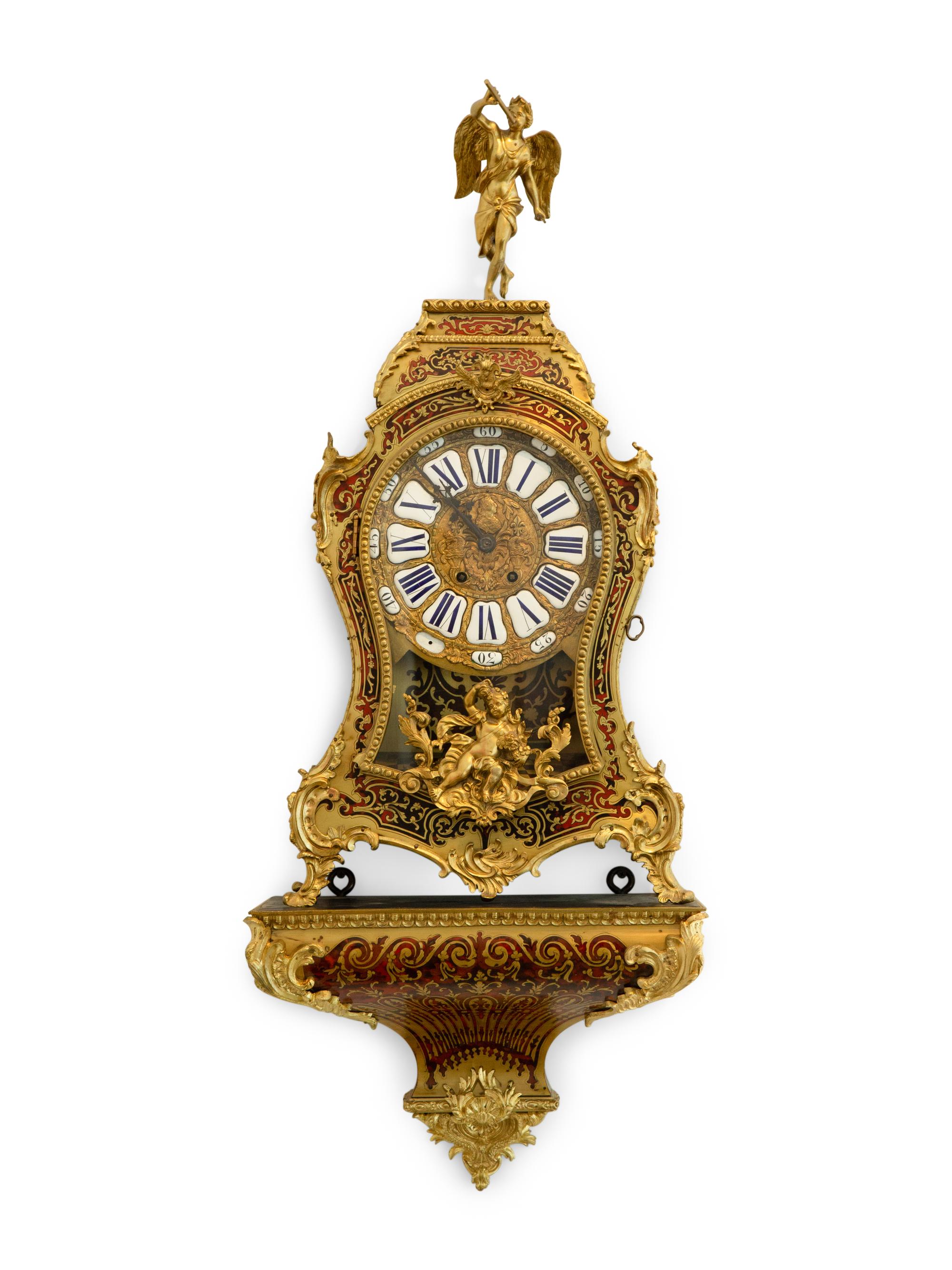 A Napoleon III Style Gilt Bronze and Boulle Marquetry Bracket Clock and Bracket — LATE 19TH CENTURY