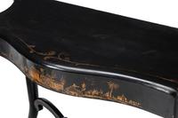A Pair of English Black and Gilt-Japanned Console Tables