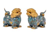 Five Chinese Turquoise Ground Cloisonné Enamel Figures of Animals