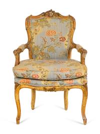 A Louis XV Style Carved and Painted Fauteuil — EARLY 19TH CENTURY
