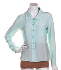 A Chanel Green Cashmere Twin Set, Size 38.