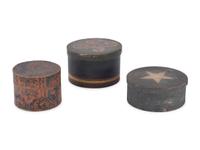 Three Round Paint Decorated Boxes
