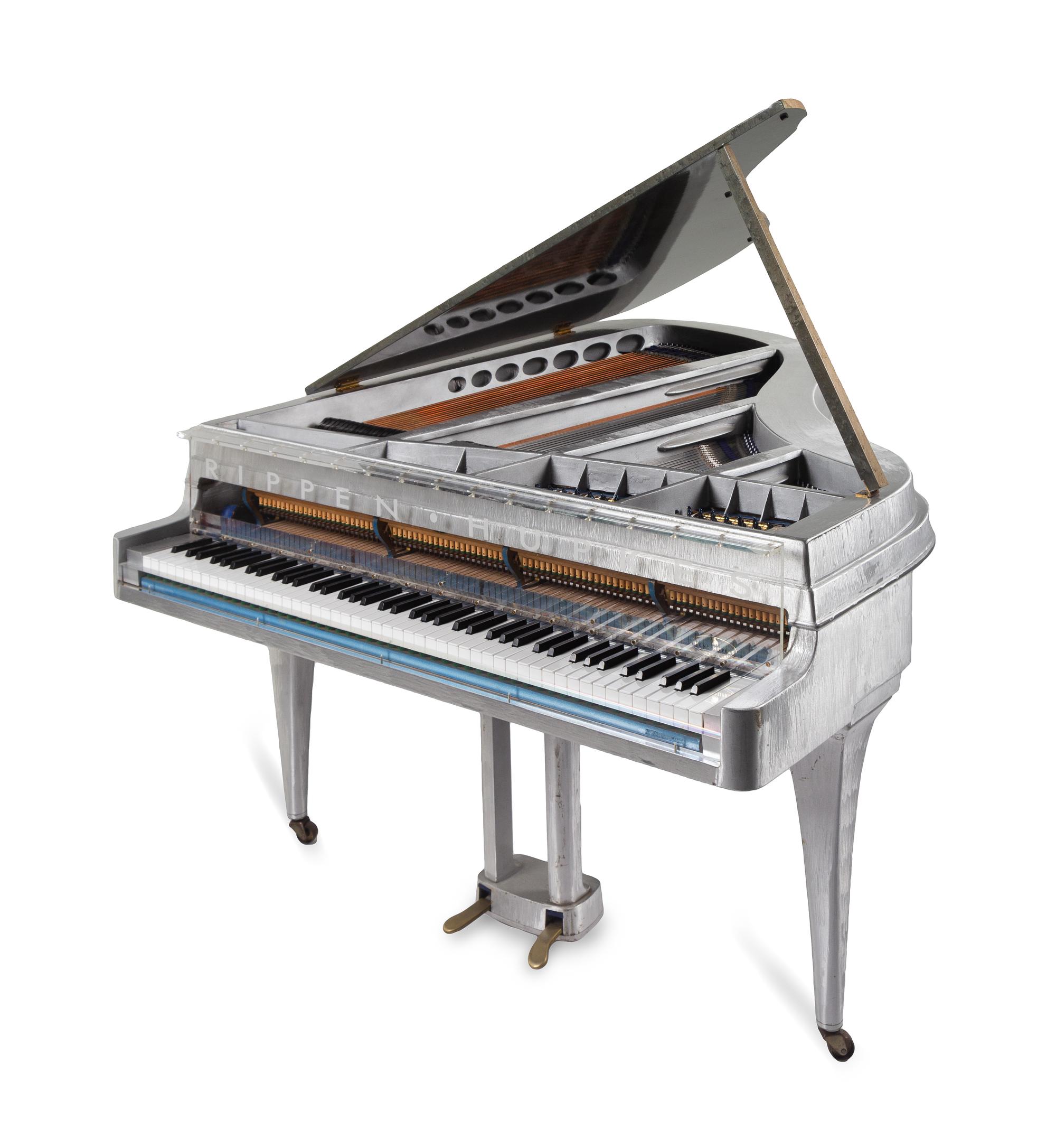 A Henk Hupkes Aluminum and Maplewood Piano