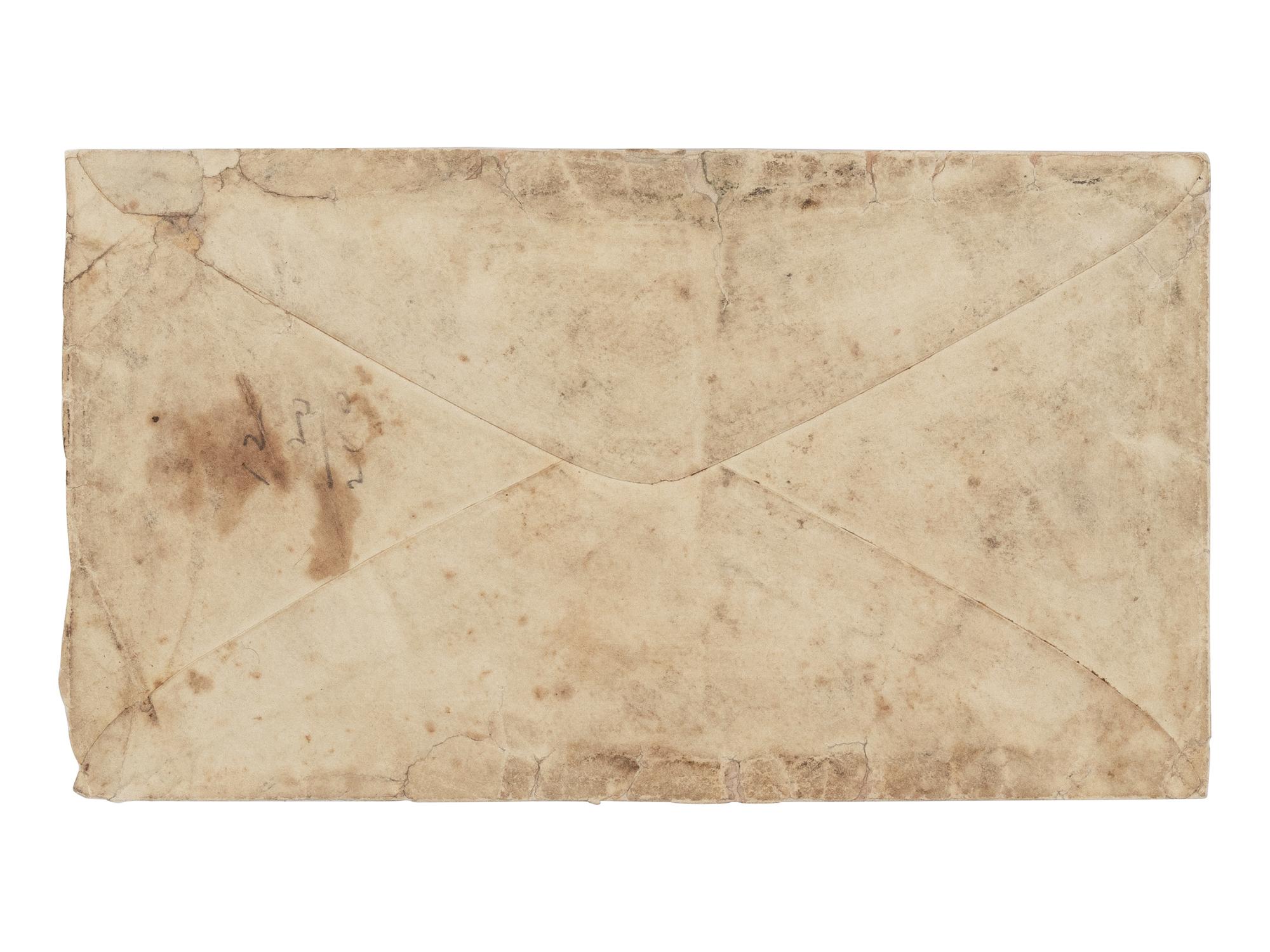 [LINCOLN ASSASSINATION]. A piece of Abraham Lincoln's shirt worn on the night of his assassination at Ford's Theatre, 14 April 1865; with an autograph letter from War Department employee Mose Sandford with a detailed description of the assassination and its aftermath, 17 April 1865.