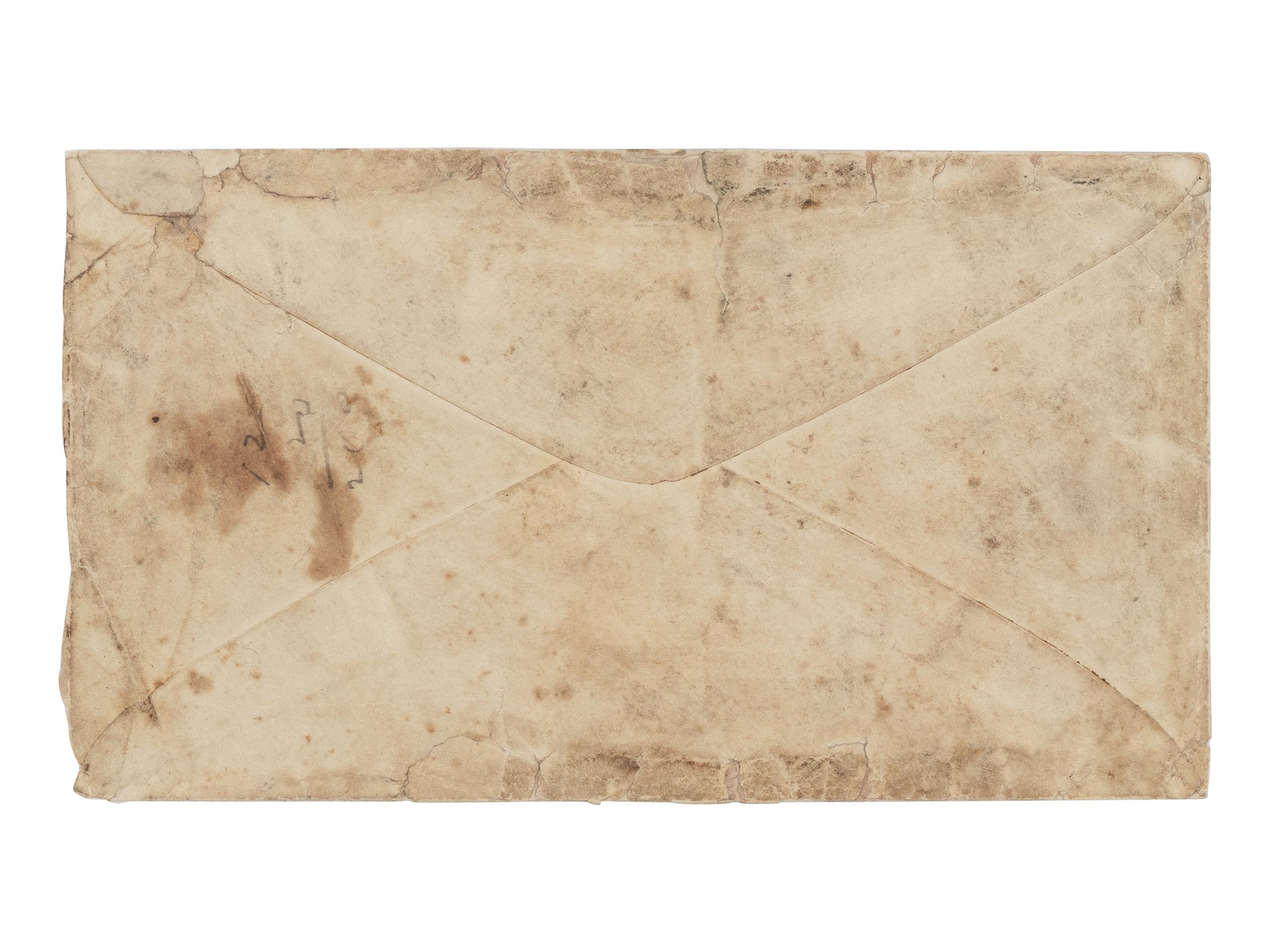 [LINCOLN ASSASSINATION]. A piece of Abraham Lincoln's shirt worn on the night of his assassination at Ford's Theatre, 14 April 1865; with an autograph letter from War Department employee Mose Sandford with a detailed description of the assassination and its aftermath, 17 April 1865.