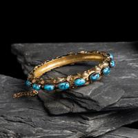 The Navajo Hogan, Carl Luthey (Shop, act. 1960-1980) — 14K Gold and Persian Turquoise Bangle Bracelet