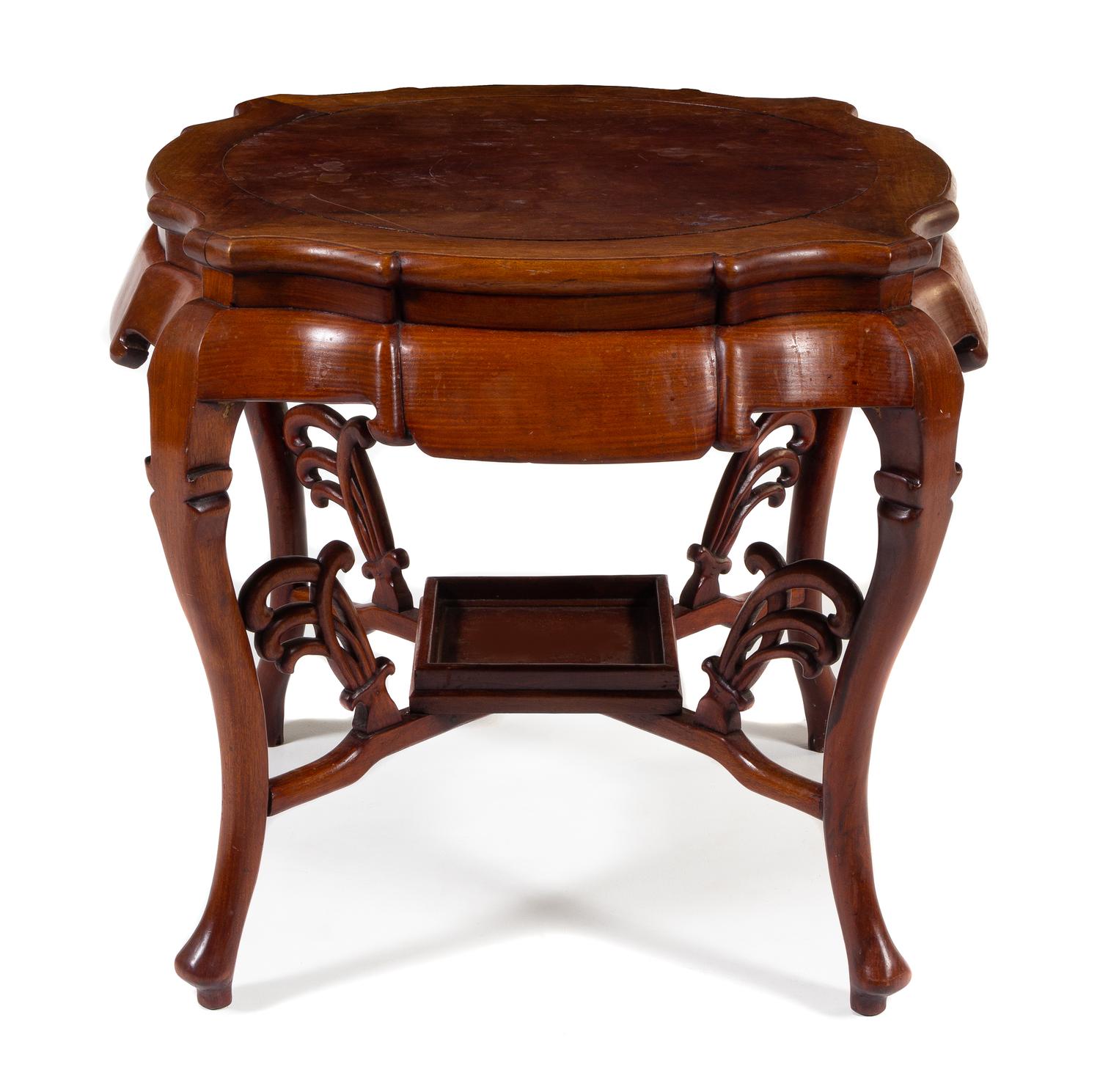 A Chinese Huali Wood Table Height 30 1/4 x width 30 x depth 30 1/2 inches. — LATE QING DYNASTY