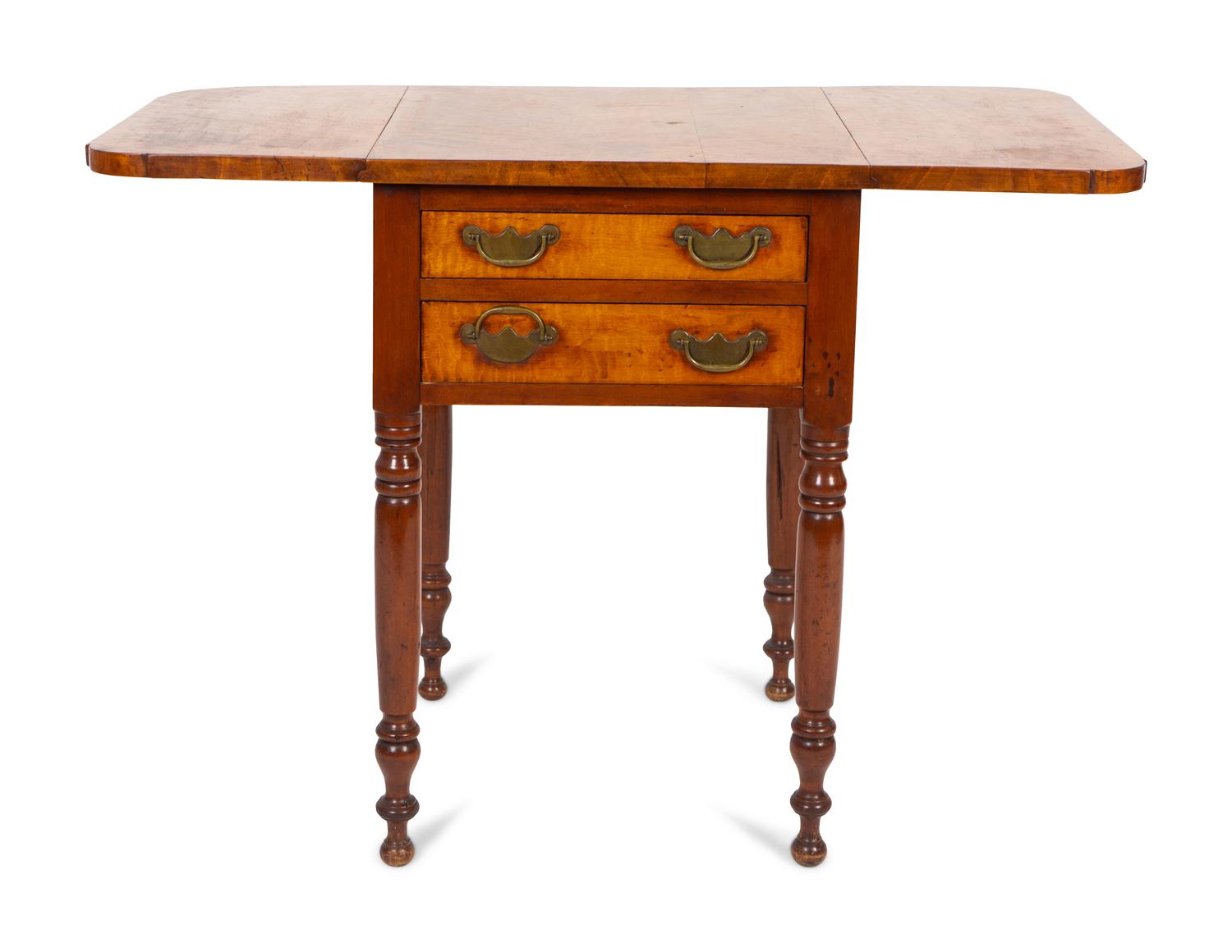 An American Classical Bird’s Eye Maple Drop-leaf Work Table — CIRCA 1840