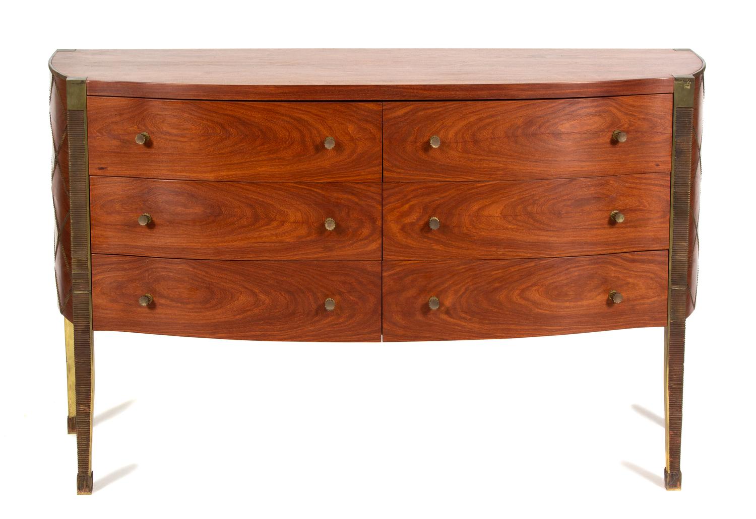 A Contemporary Bronze Inlaid Parquetry Inlaid Commode Height 33 1/4 x width 52 3/4 x depth 19 1/2 inches. — LOUIS CANE, PARIS, 2000