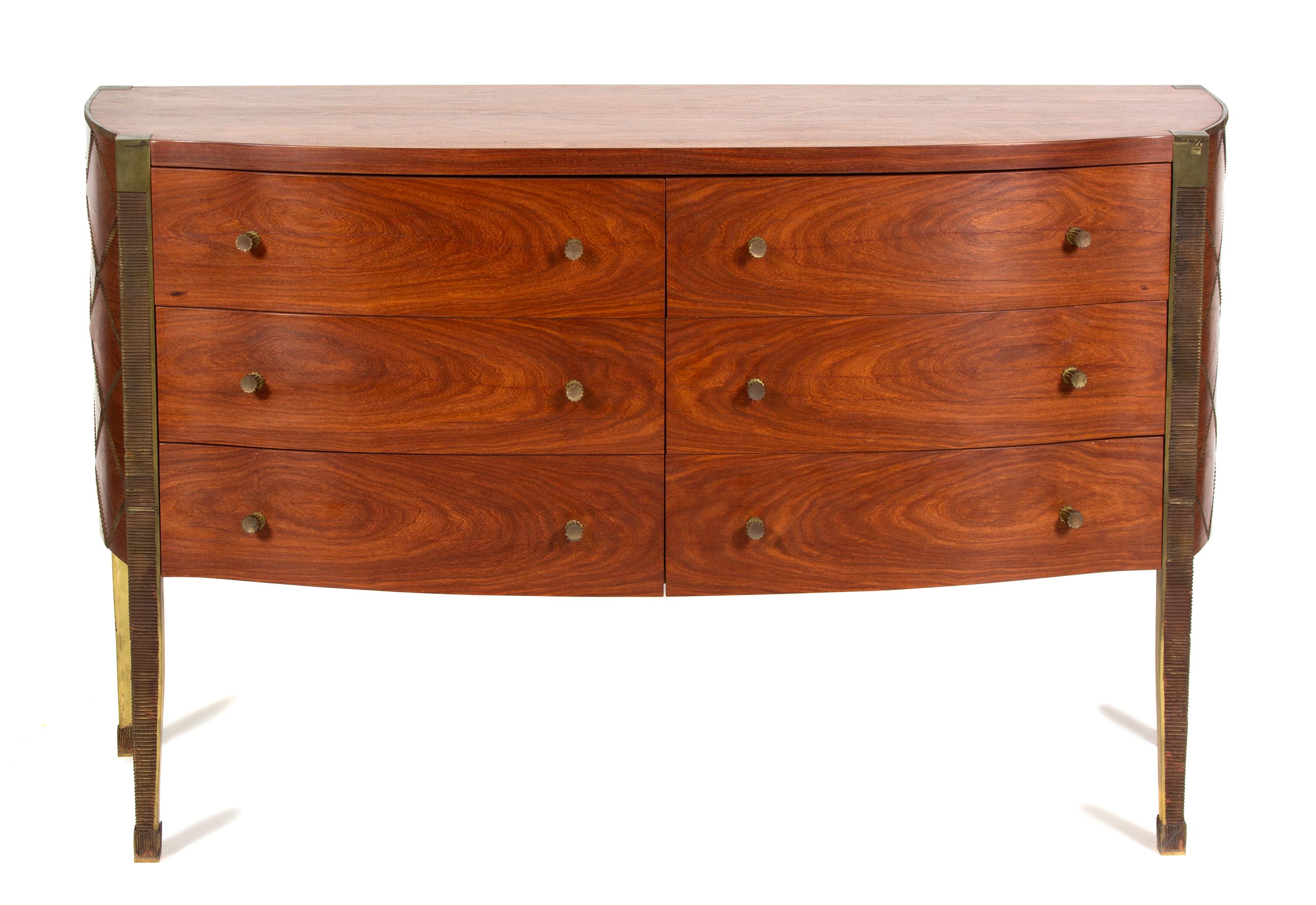 A Contemporary Bronze Inlaid Parquetry Inlaid Commode Height 33 1/4 x width 52 3/4 x depth 19 1/2 inches. — LOUIS CANE, PARIS, 2000