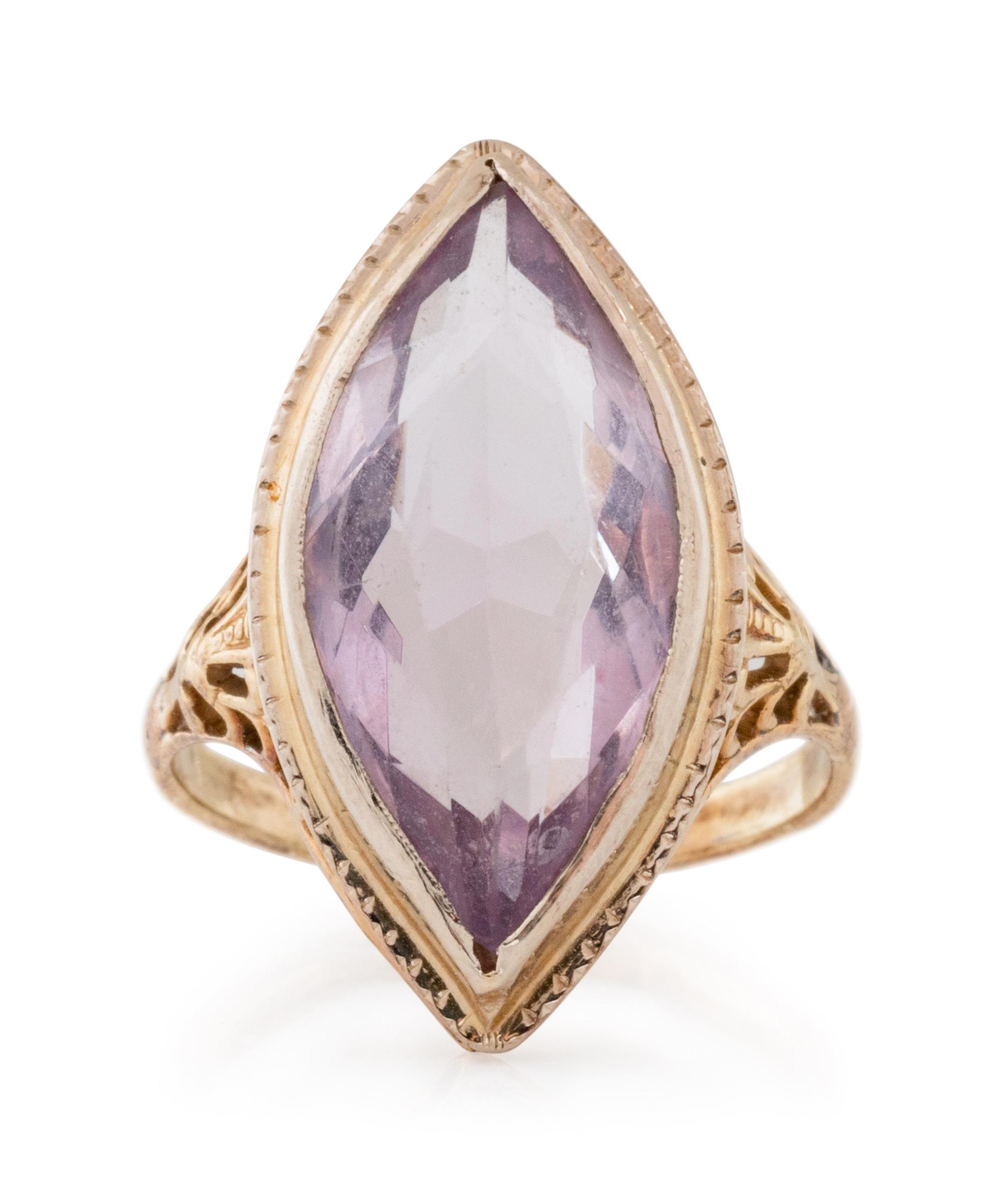A Bicolor Gold and Amethyst Ring,