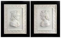 A Pair of Italian Carved Marble Profile Plaques Height 27 5/8 x width 20 7/8 inches. — 20TH CENTURY