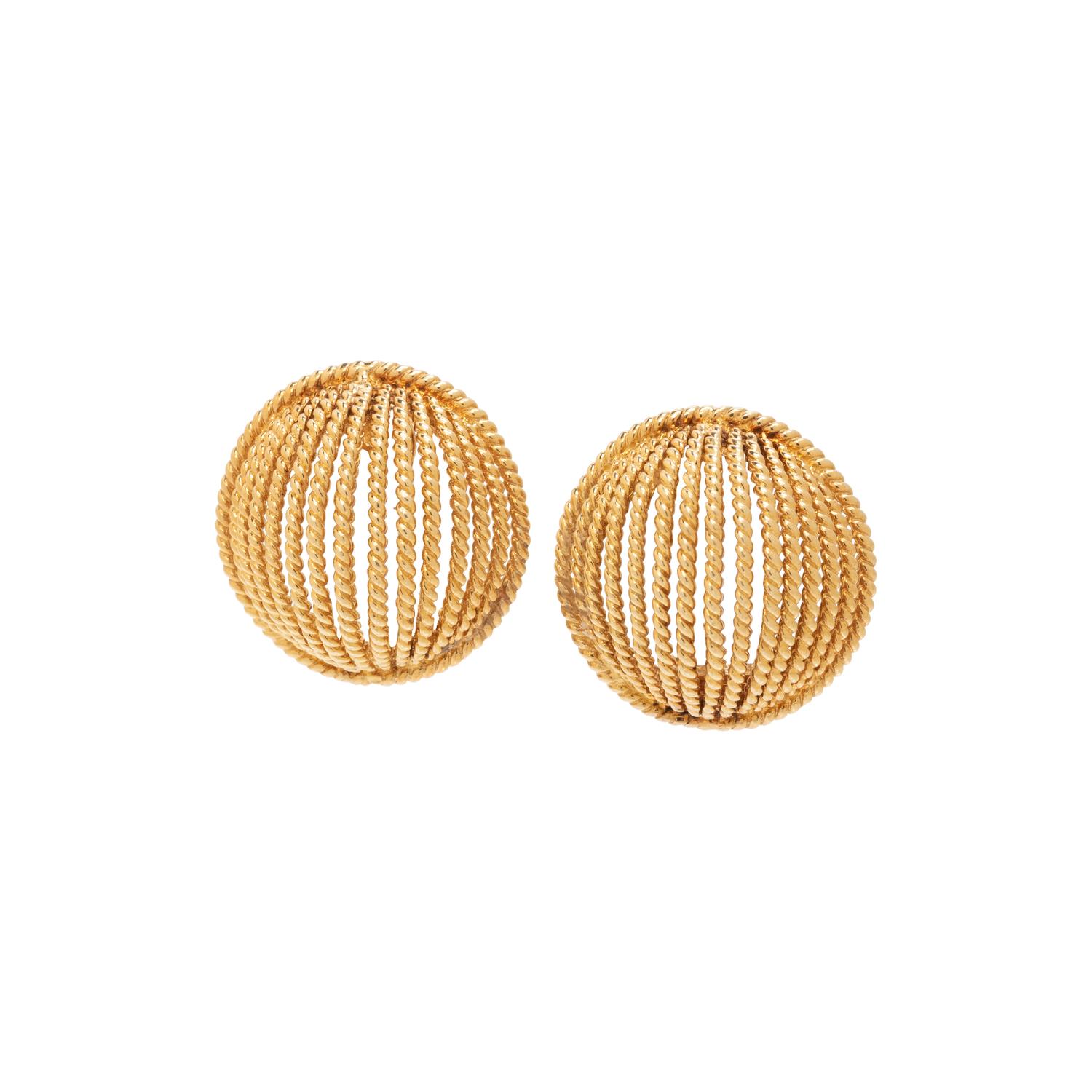 TIFFANY & CO., YELLOW GOLD EARCLIPS