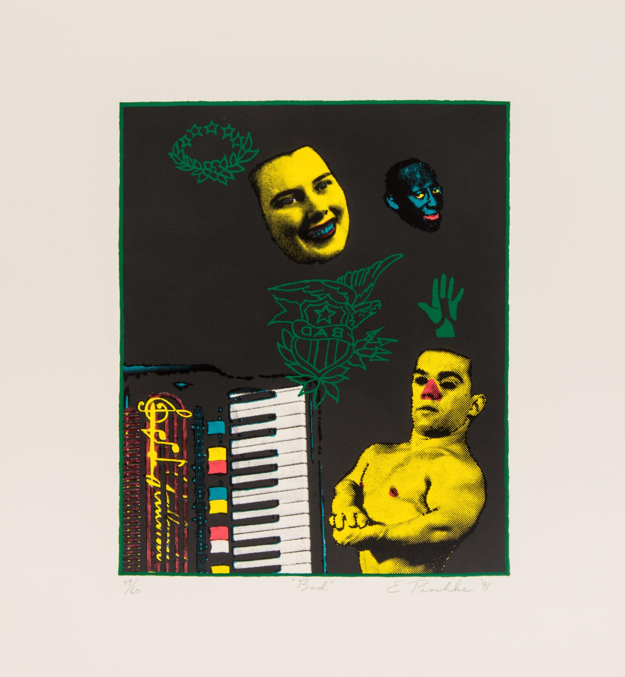 Ed Paschke, (American, 1939-2004), Bad, 1991 (together with text and cover page)