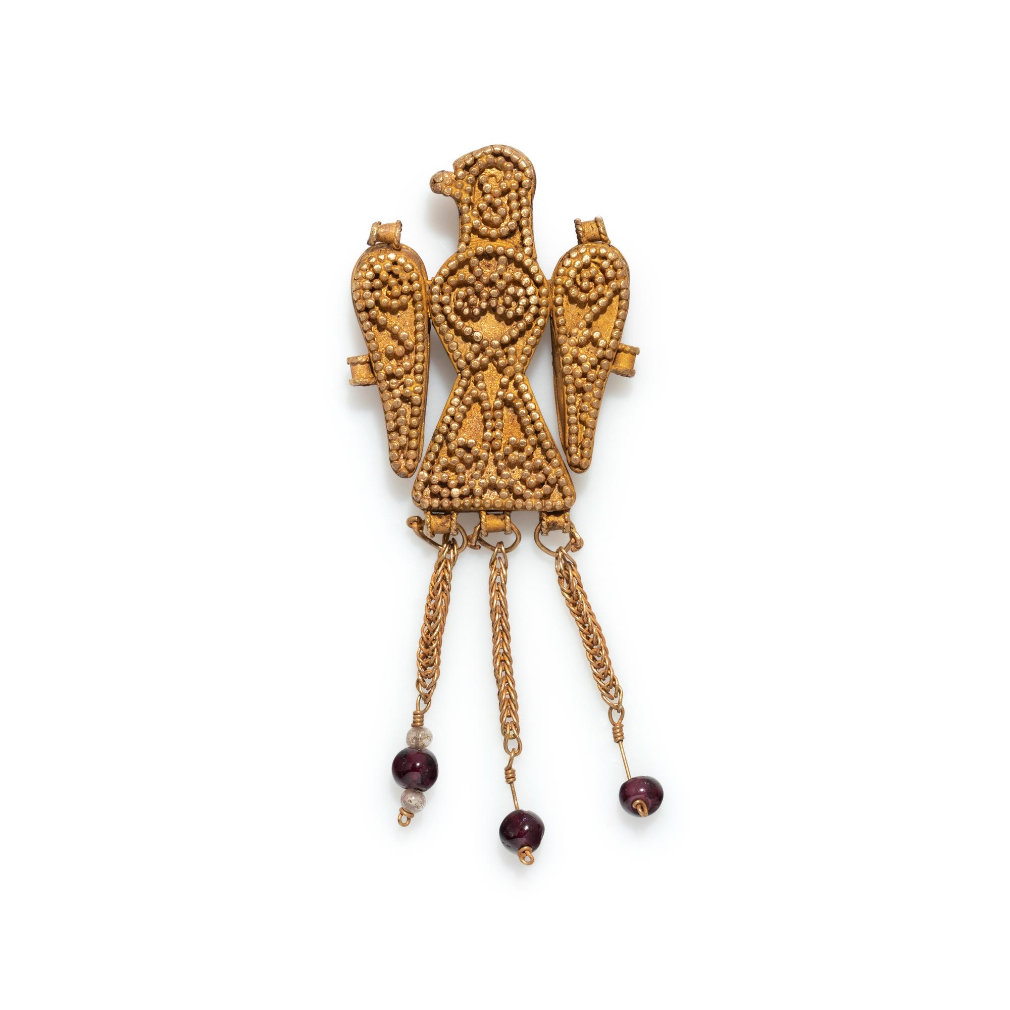 A Byzantine Gold and Garnet Bird Pendant