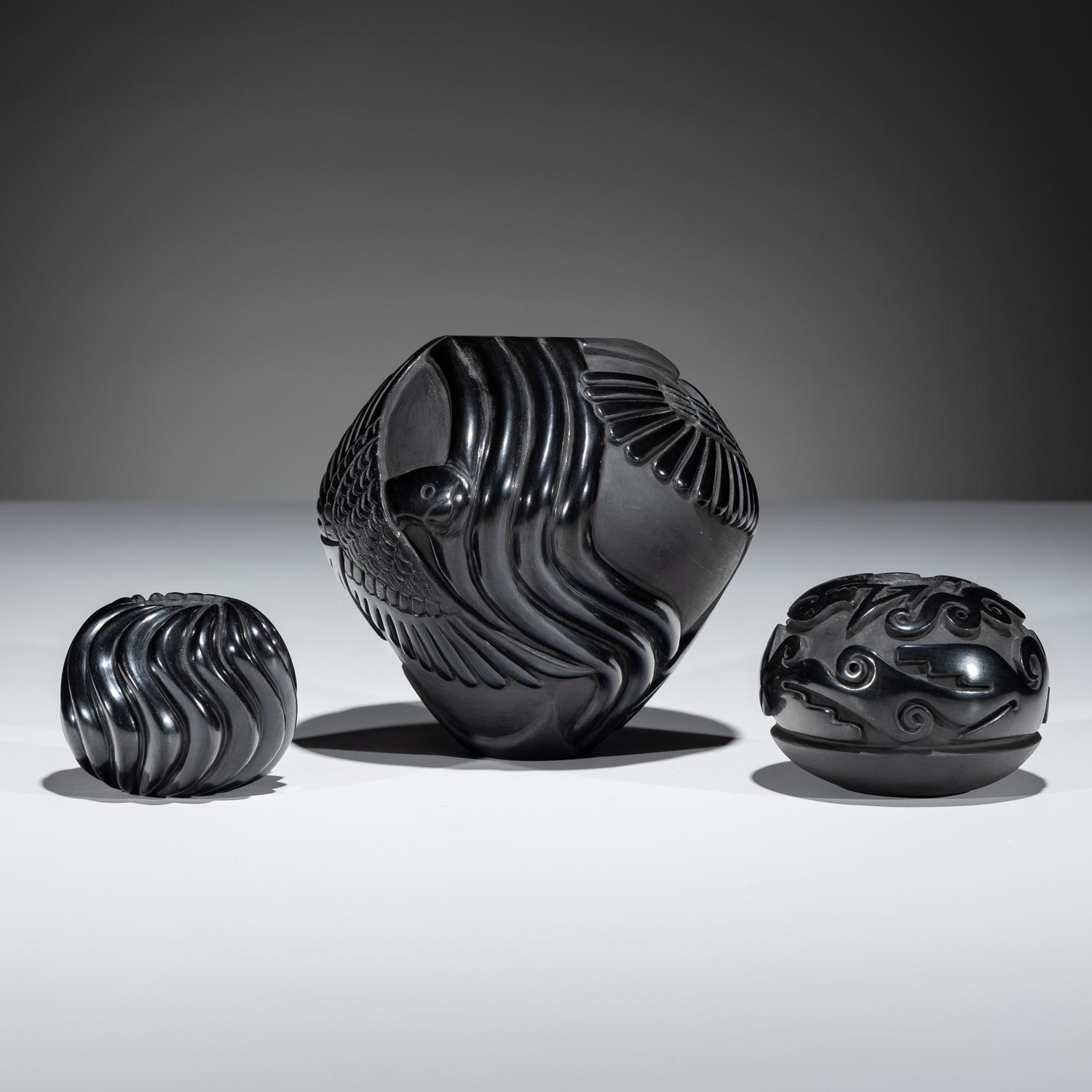 Carved Blackware Pottery