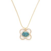 Black Opal, Diamond, and Yellow Gold Pendant and Chain Necklace