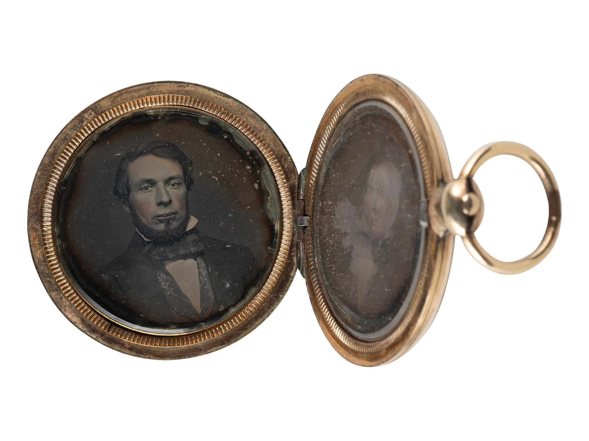 [EARLY PHOTOGRAPHY]. 11 lockets containing daguerreotypes and tintypes.