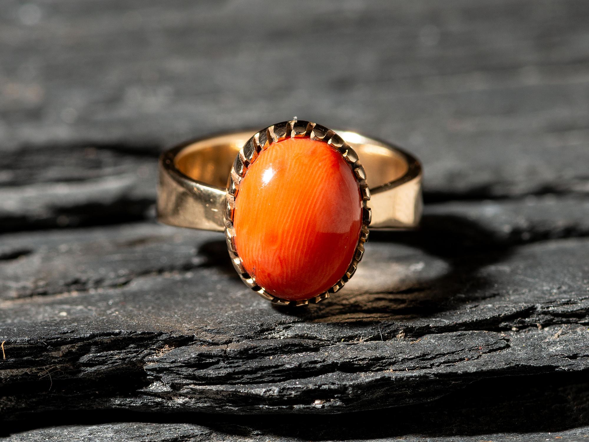 14K Gold and Coral Ring