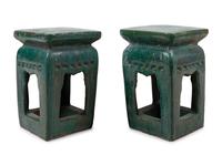 A Pair of Glazed Ceramic Garden Seats