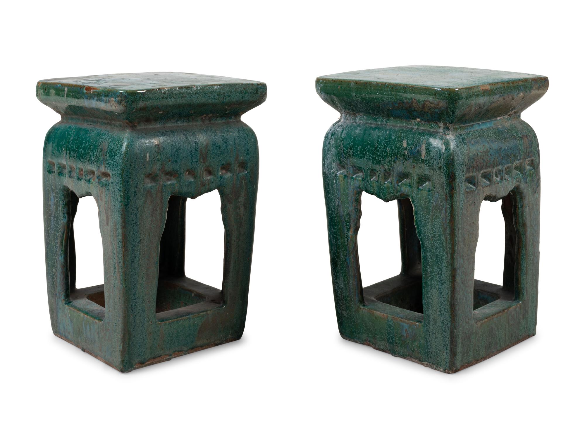 A Pair of Glazed Ceramic Garden Seats