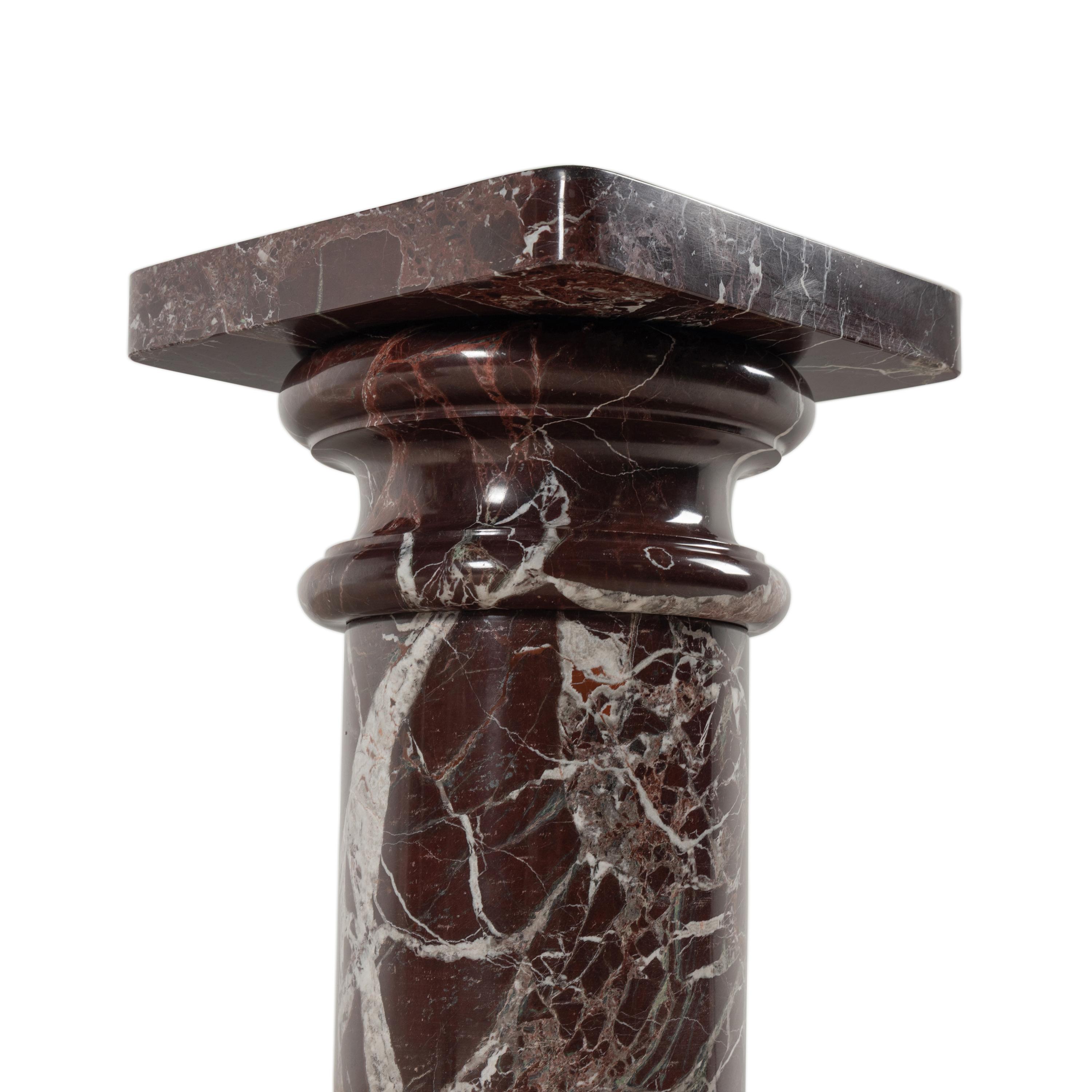 A Rosso Levanto Marble Pedestal