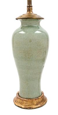 A Celadon Glazed Porcelain Vase Height overall 18 5/8 inches. — 19TH CENTURY
