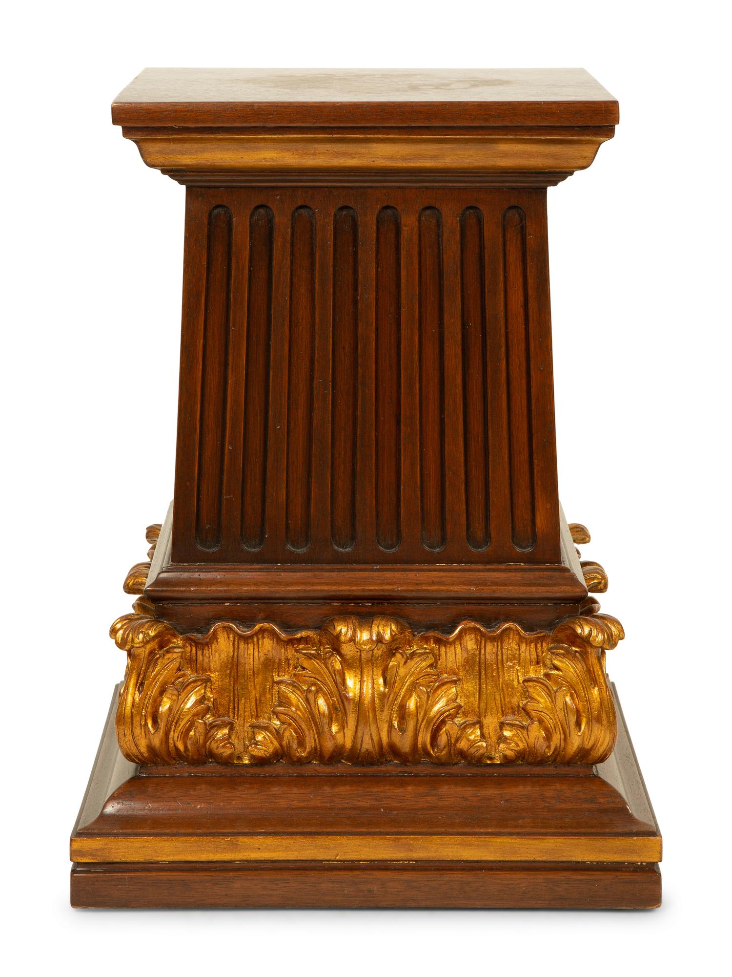 A Neoclassical Style Carved and Parcel Gilt Mahogany Pedestal — 20TH CENTURY