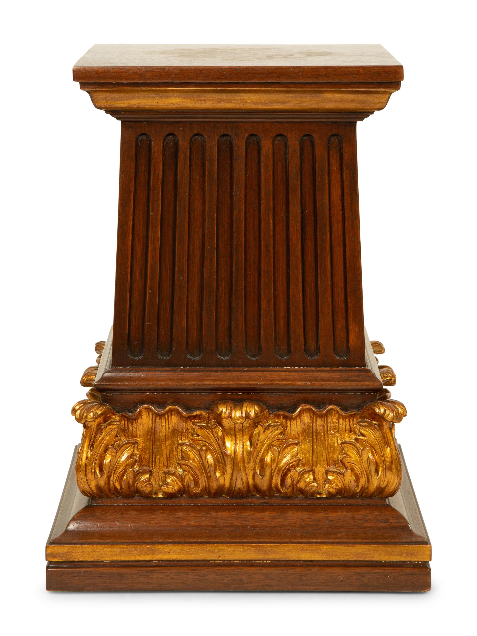 A Neoclassical Style Carved and Parcel Gilt Mahogany Pedestal — 20TH CENTURY