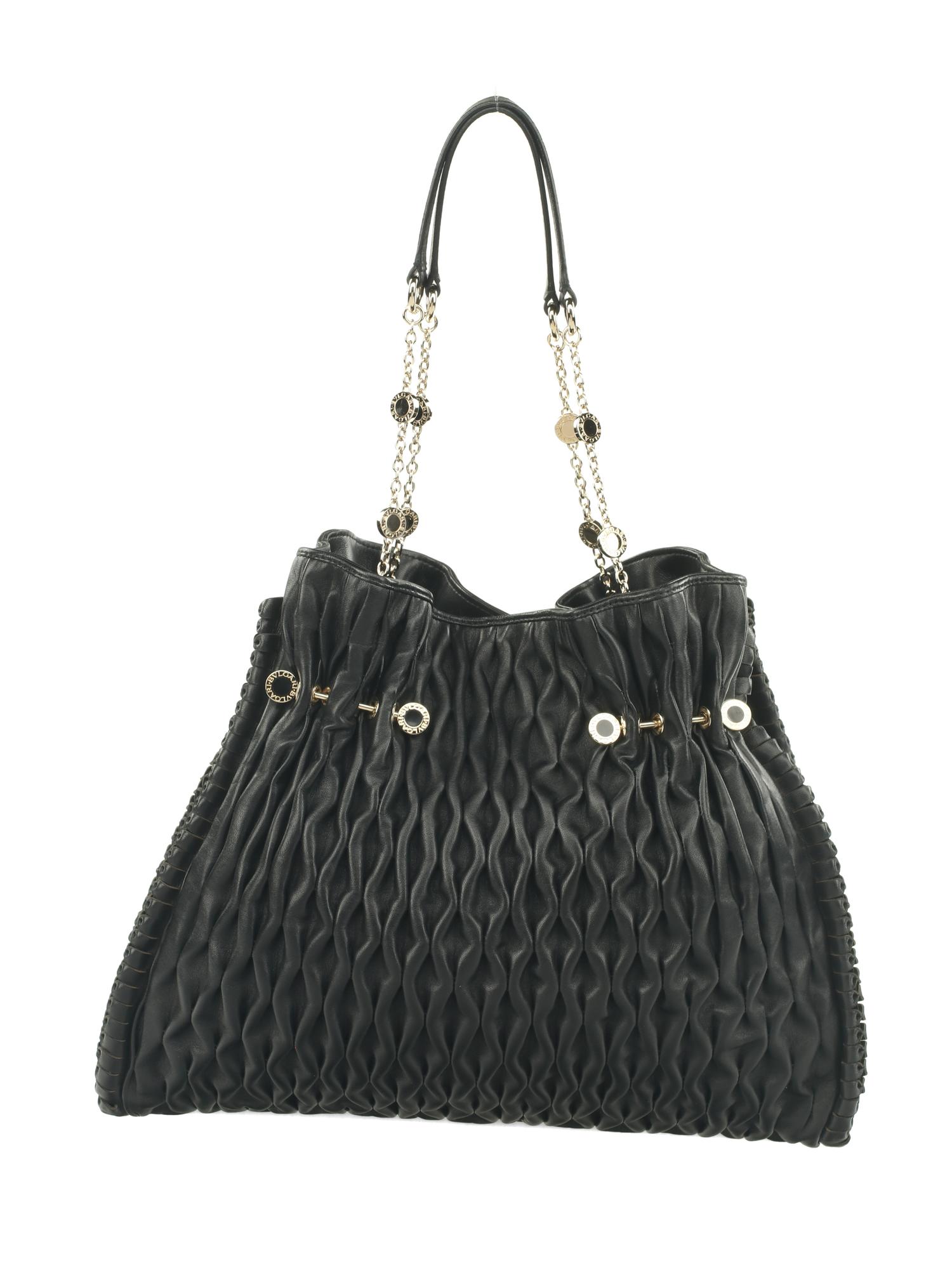 Bvlgari Pleated Leather Twit Tote