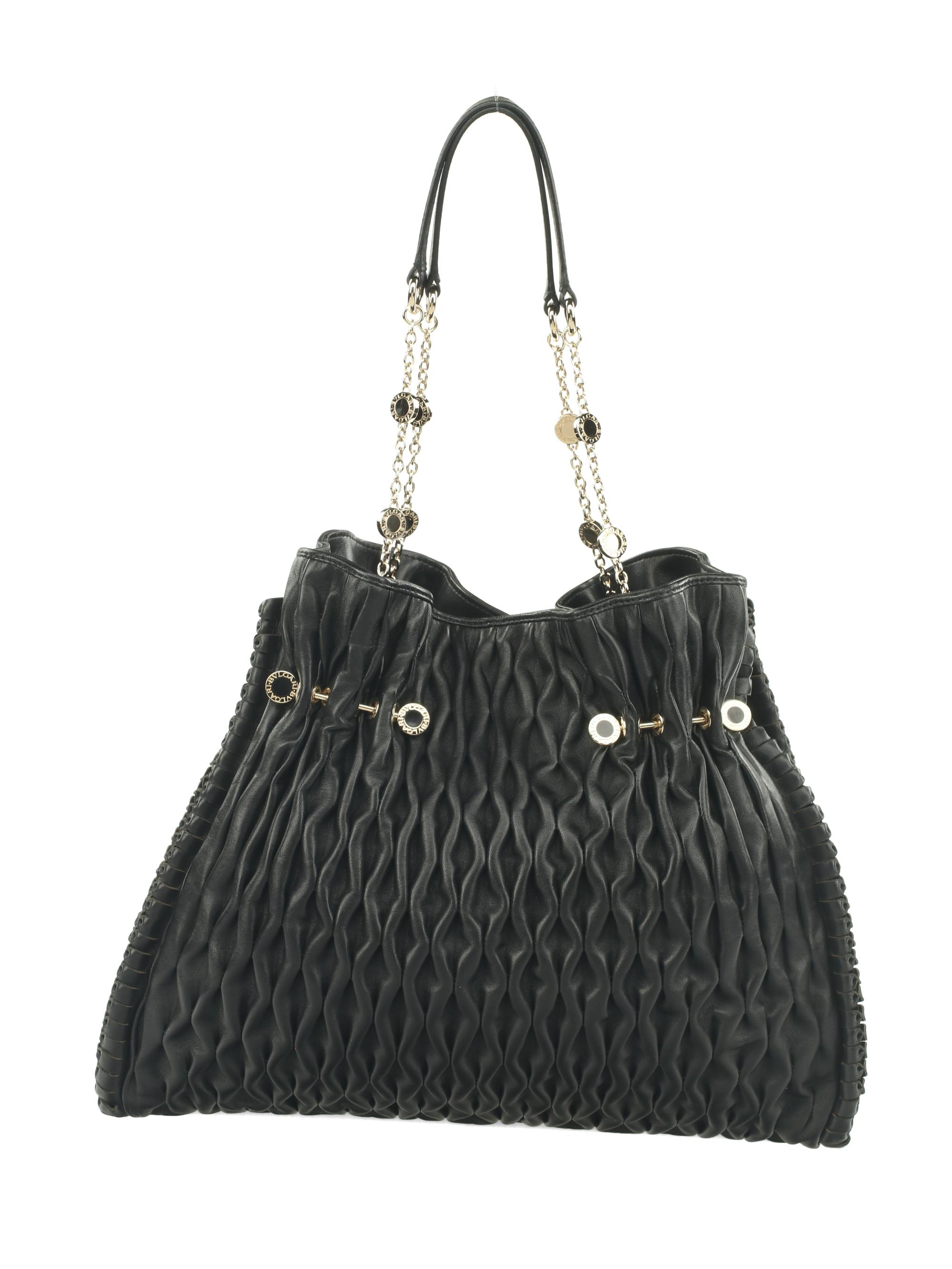 Bvlgari Pleated Leather Twit Tote