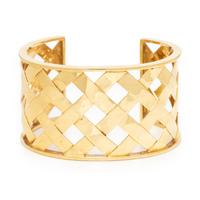 YELLOW GOLD BASKET WEAVE CUFF BRACELET