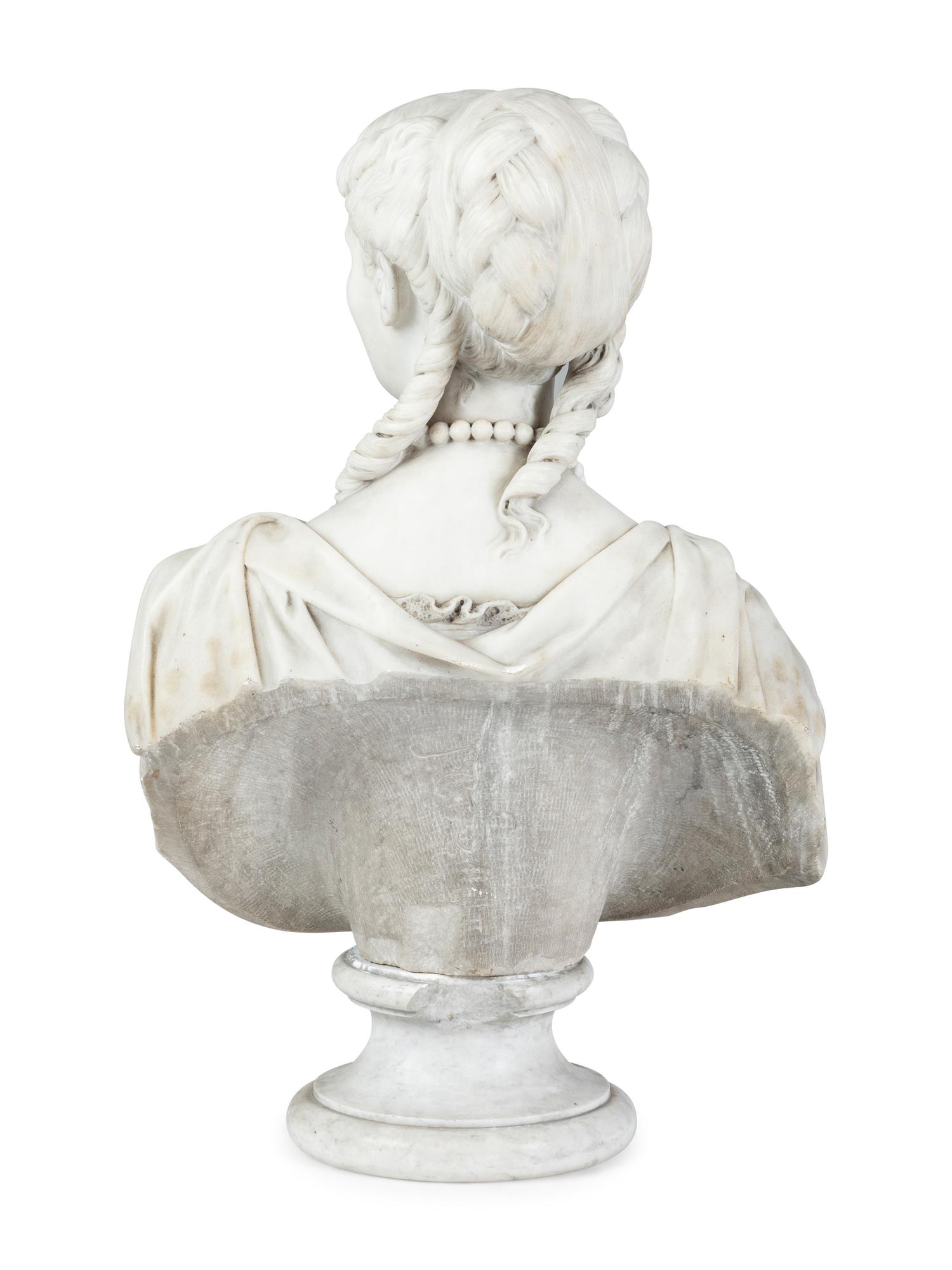 An English White Marble Bust of a Woman