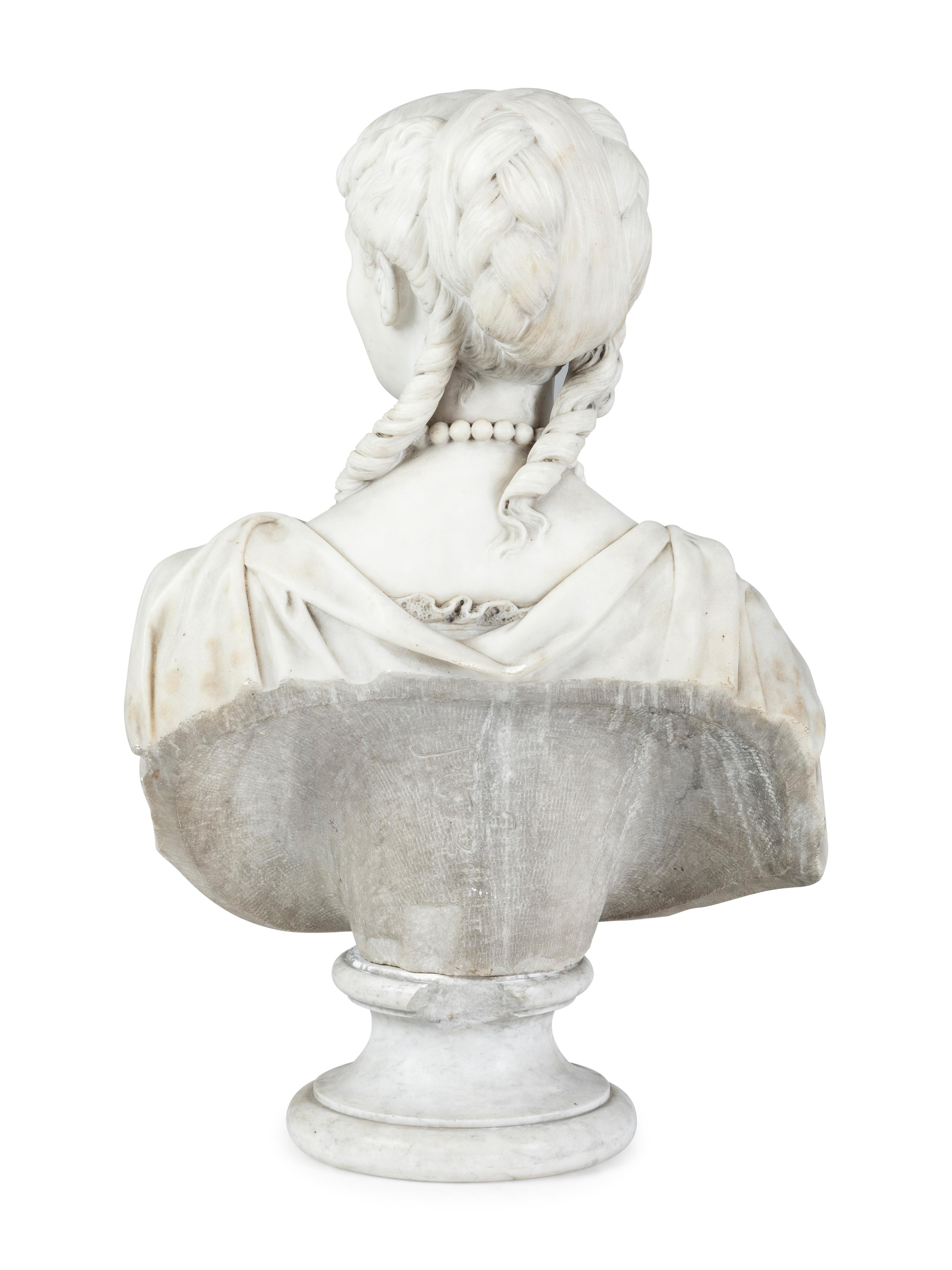 An English White Marble Bust of a Woman