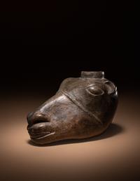 A Chimu Blackware Llama Head