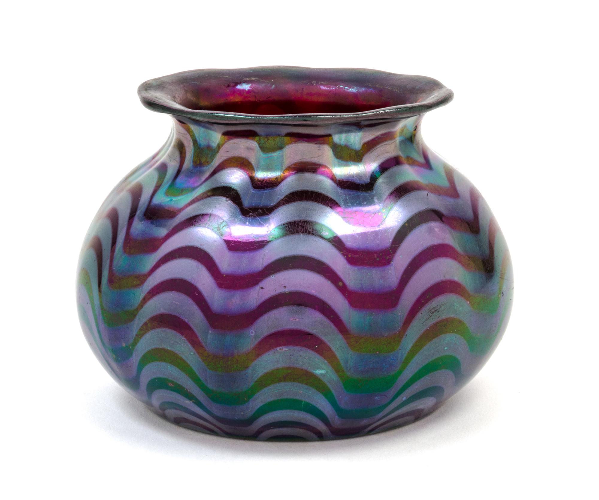 A Loetz Glass Vase Height 3 3/4 inches.